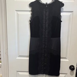 White House Black Market Black Satin Lace Mini Dress